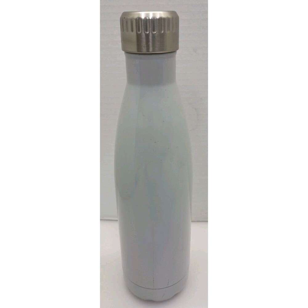 Everyday Living White and Silver 17 oz Metal Drinking Container with Scew on Cap